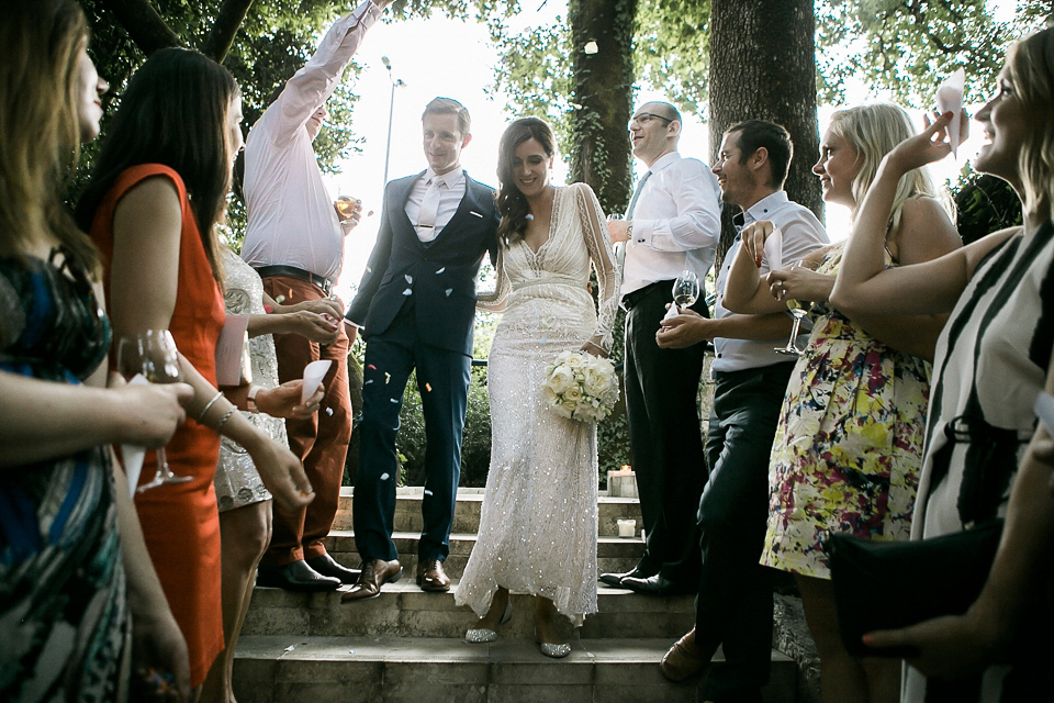 Nataly wore a glamorous Inbal Dror gown for her Midsummer Nights Dream inspired wedding in Croatia. Photography by LIfe Stories Wedding.