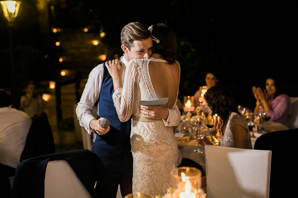 Nataly wore a glamorous Inbal Dror gown for her Midsummer Nights Dream inspired wedding in Croatia. Photography by LIfe Stories Wedding.