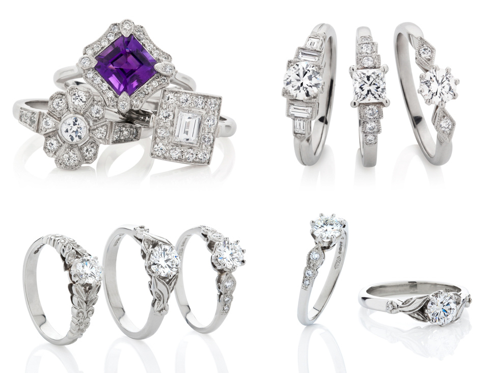 Vintage inspired wedding and engagement rings from The London Victorian Ring Co.