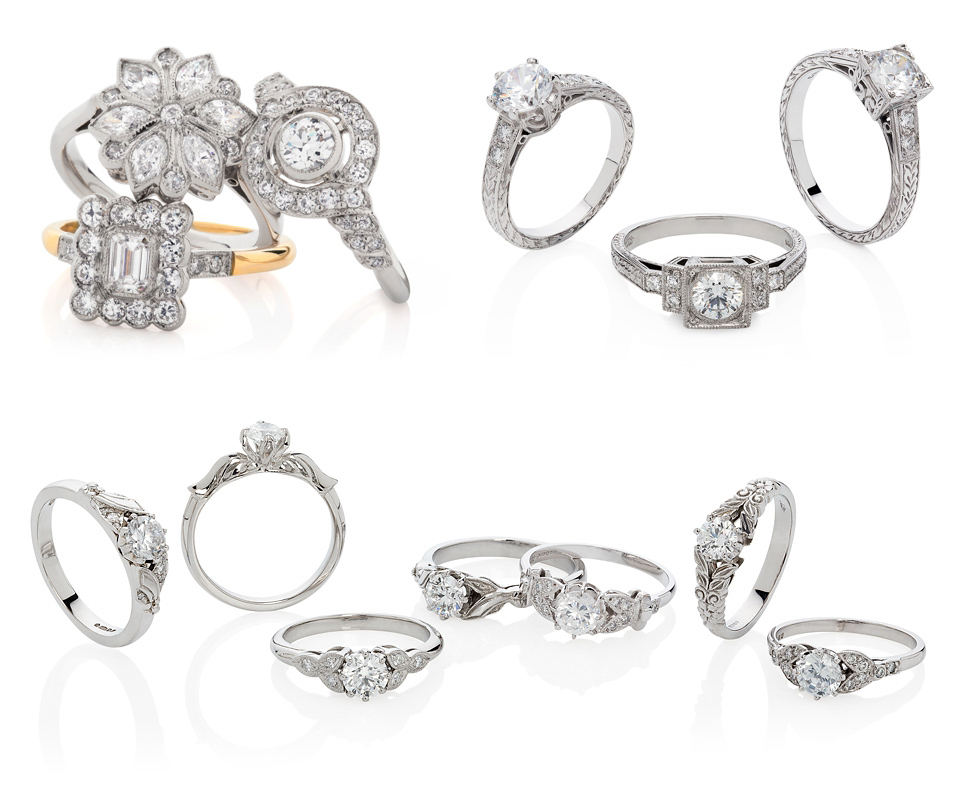 Vintage inspired wedding and engagement rings from The London Victorian Ring Co.