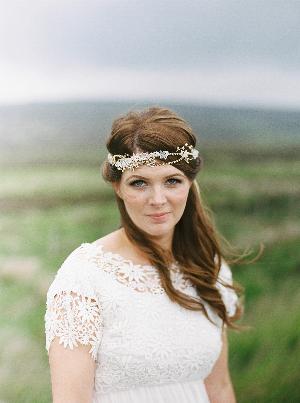 A 60's inspired gown for a Garden Party Wedding. Photography by Joanna Brown.