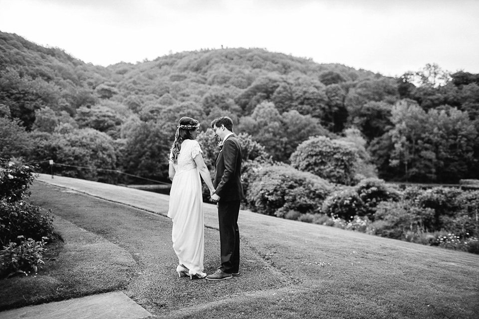 A 60's inspired gown for a Garden Party Wedding. Photography by Joanna Brown.