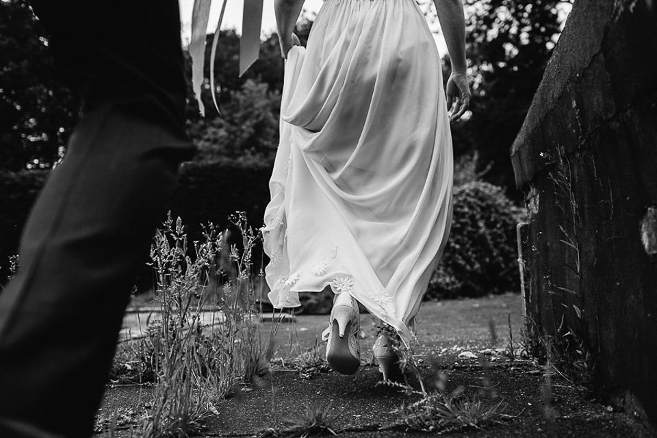 A 60's inspired gown for a Garden Party Wedding. Photography by Joanna Brown.