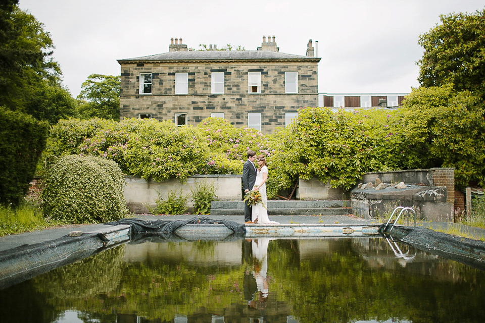 A 60's inspired gown for a Garden Party Wedding. Photography by Joanna Brown.