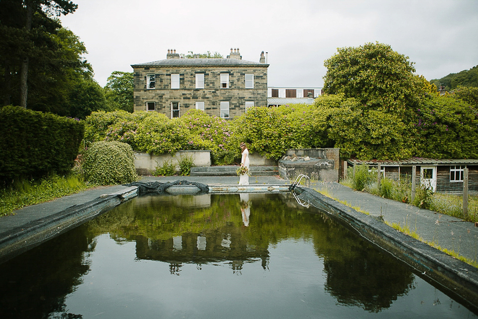 A 60's inspired gown for a Garden Party Wedding. Photography by Joanna Brown.