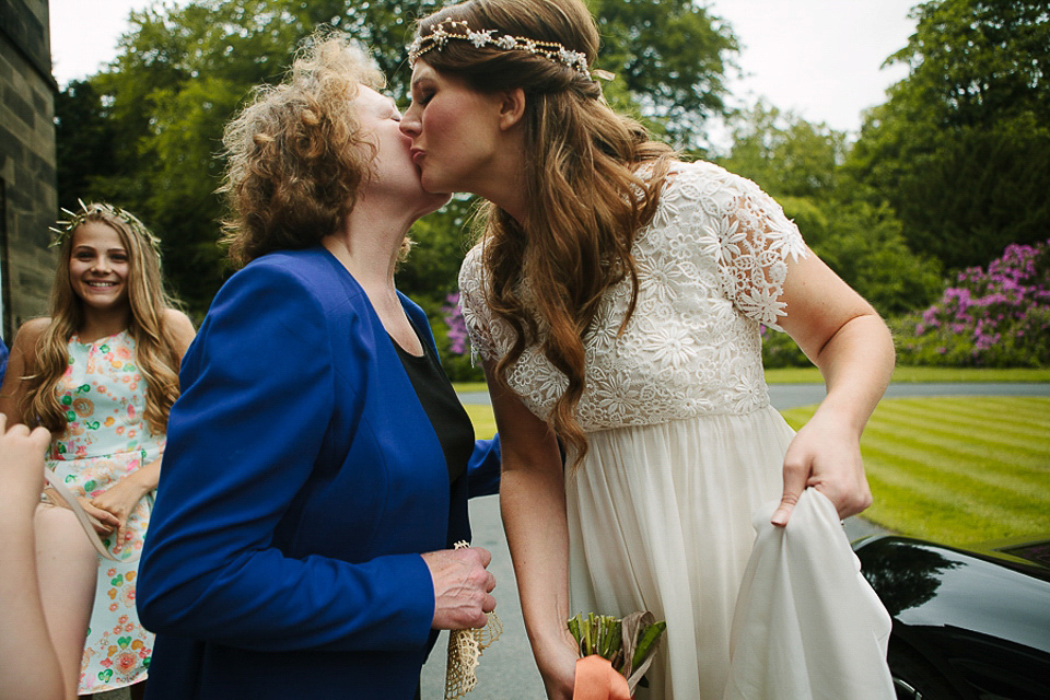 A 60's inspired gown for a Garden Party Wedding. Photography by Joanna Brown.