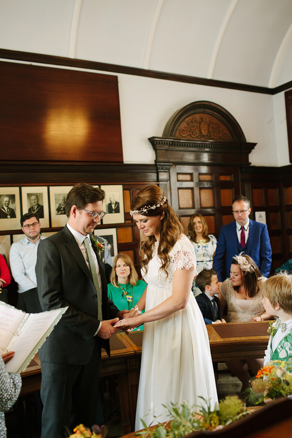 A 60's inspired gown for a Garden Party Wedding. Photography by Joanna Brown.