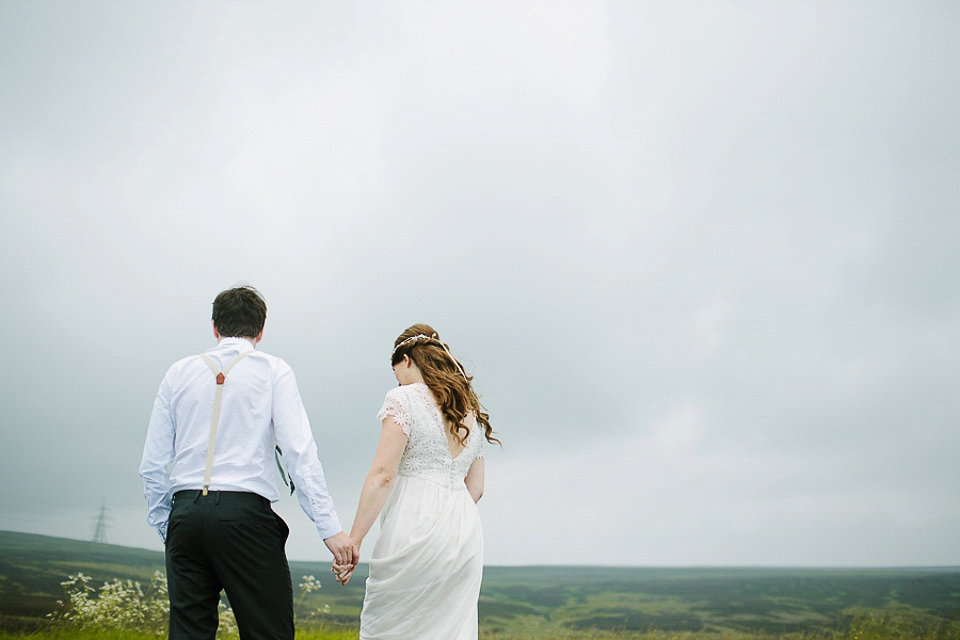 A 60's inspired gown for a Garden Party Wedding. Photography by Joanna Brown.