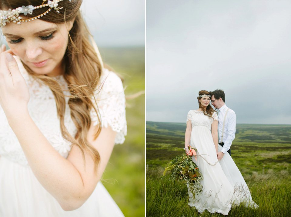 A 60's inspired gown for a Garden Party Wedding. Photography by Joanna Brown.