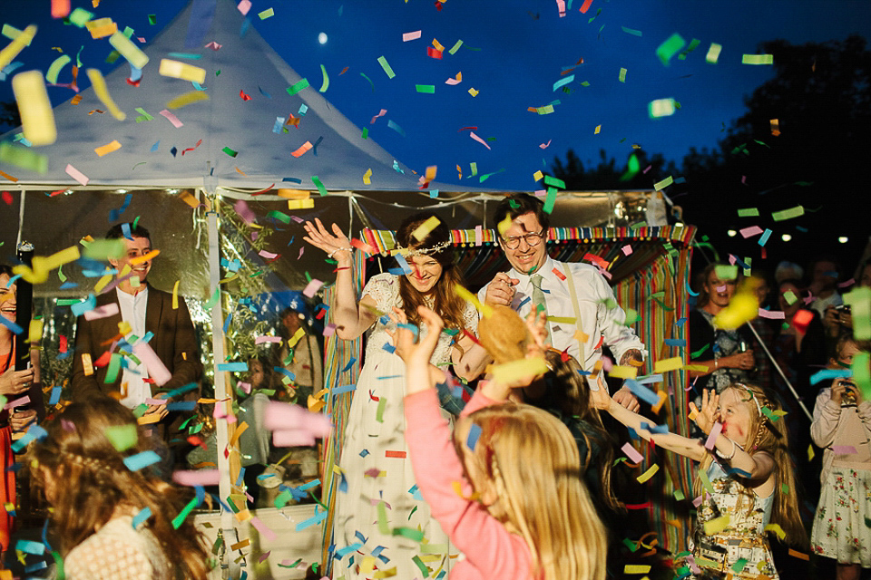 A 60's inspired gown for a Garden Party Wedding. Photography by Joanna Brown.