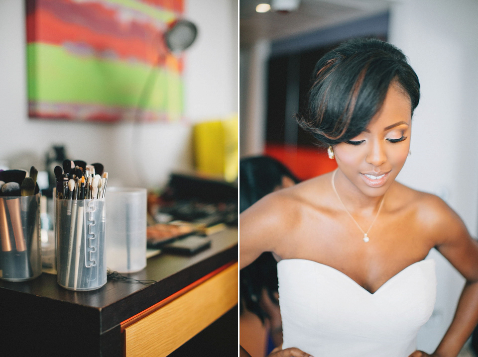 An Essense of Australia gown for a Caribbean Nigerial fusion wedding in London. Photography by Nicholas Lau.