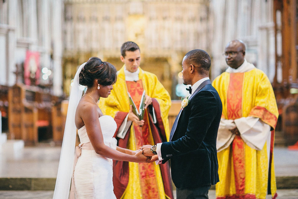 An Essense of Australia gown for a Caribbean Nigerial fusion wedding in London. Photography by Nicholas Lau.