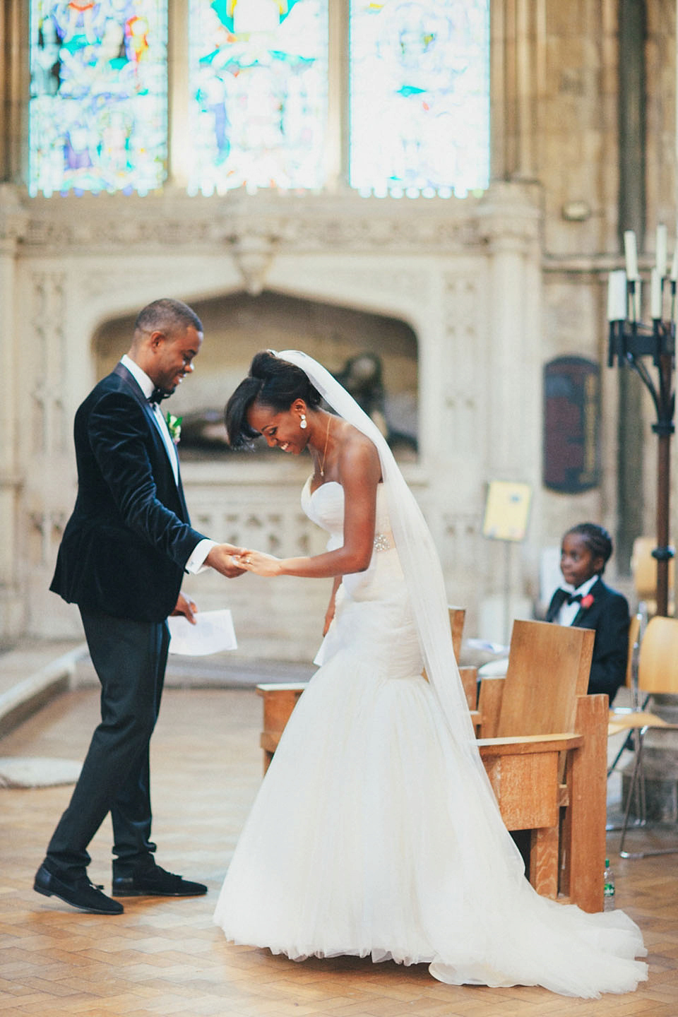 An Essense of Australia gown for a Caribbean Nigerial fusion wedding in London. Photography by Nicholas Lau.