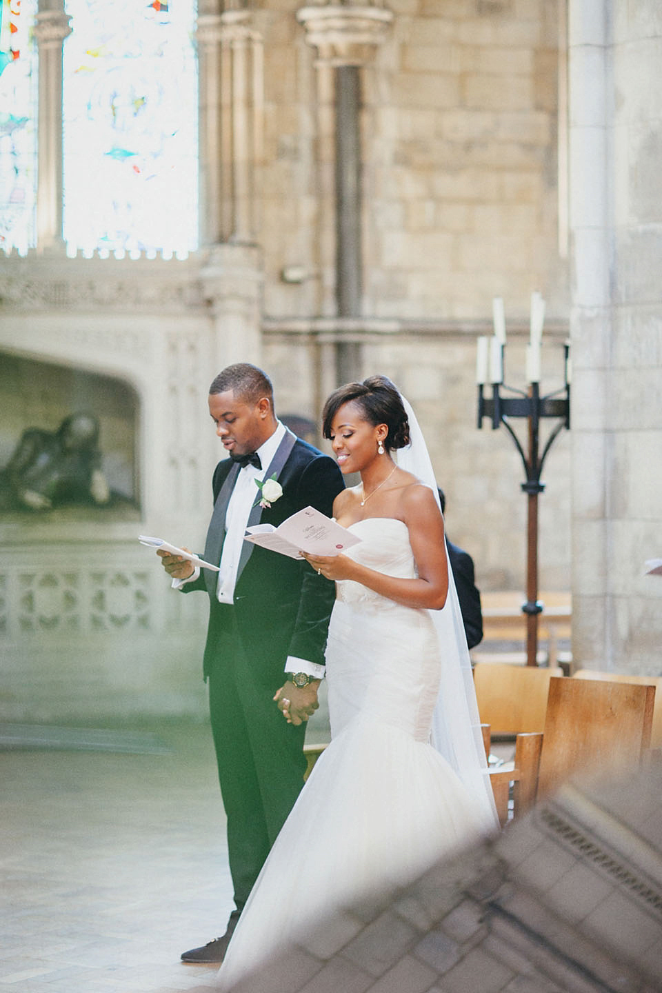 An Essense of Australia gown for a Caribbean Nigerial fusion wedding in London. Photography by Nicholas Lau.