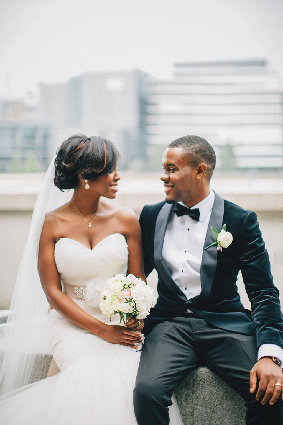 An Essense of Australia gown for a Caribbean Nigerial fusion wedding in London. Photography by Nicholas Lau.