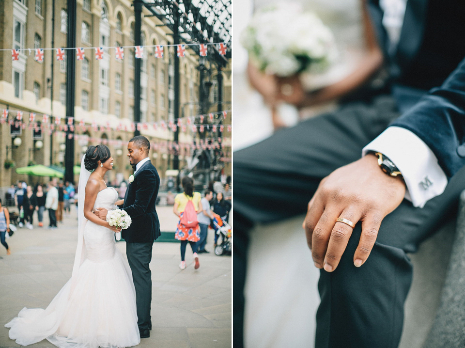 An Essense of Australia gown for a Caribbean Nigerial fusion wedding in London. Photography by Nicholas Lau.