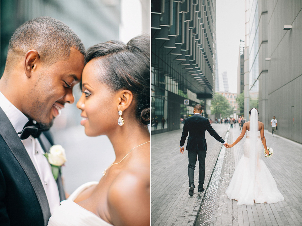 An Essense of Australia gown for a Caribbean Nigerial fusion wedding in London. Photography by Nicholas Lau.