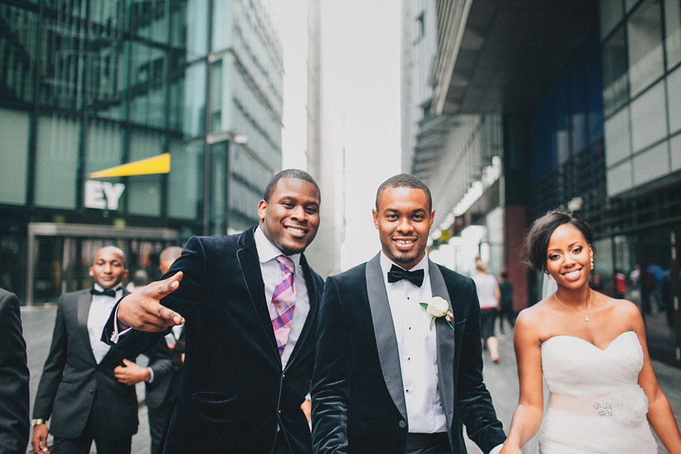 An Essense of Australia gown for a Caribbean Nigerial fusion wedding in London. Photography by Nicholas Lau.