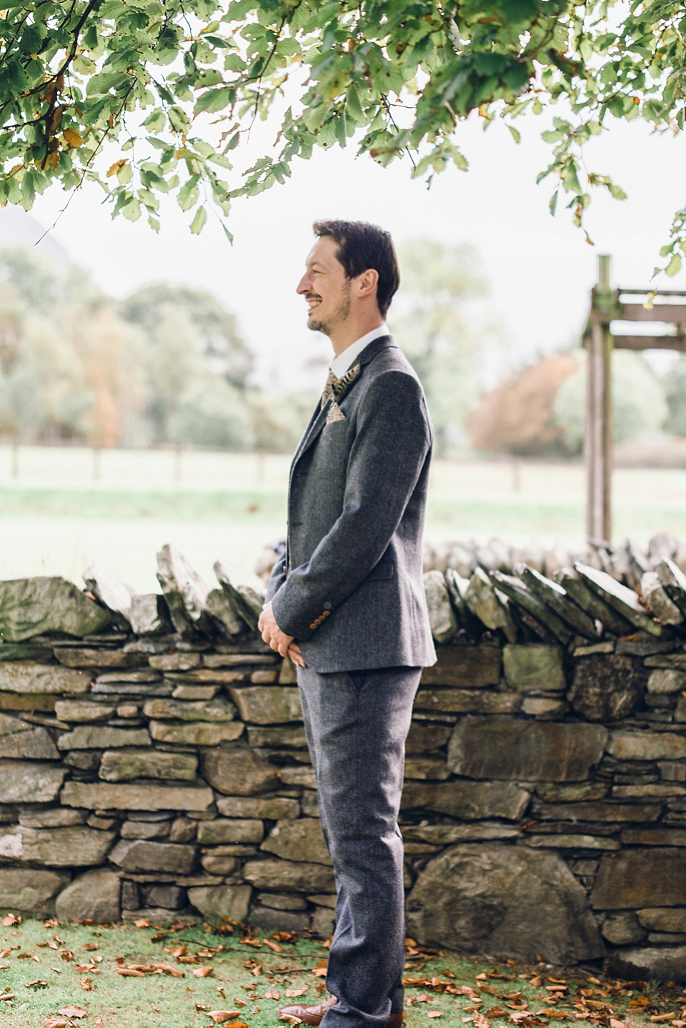 Rebeca wore a Jenny Packham gown for her homemade, Autumn wedding in the Lake District. Photography by Jessica Reeve.