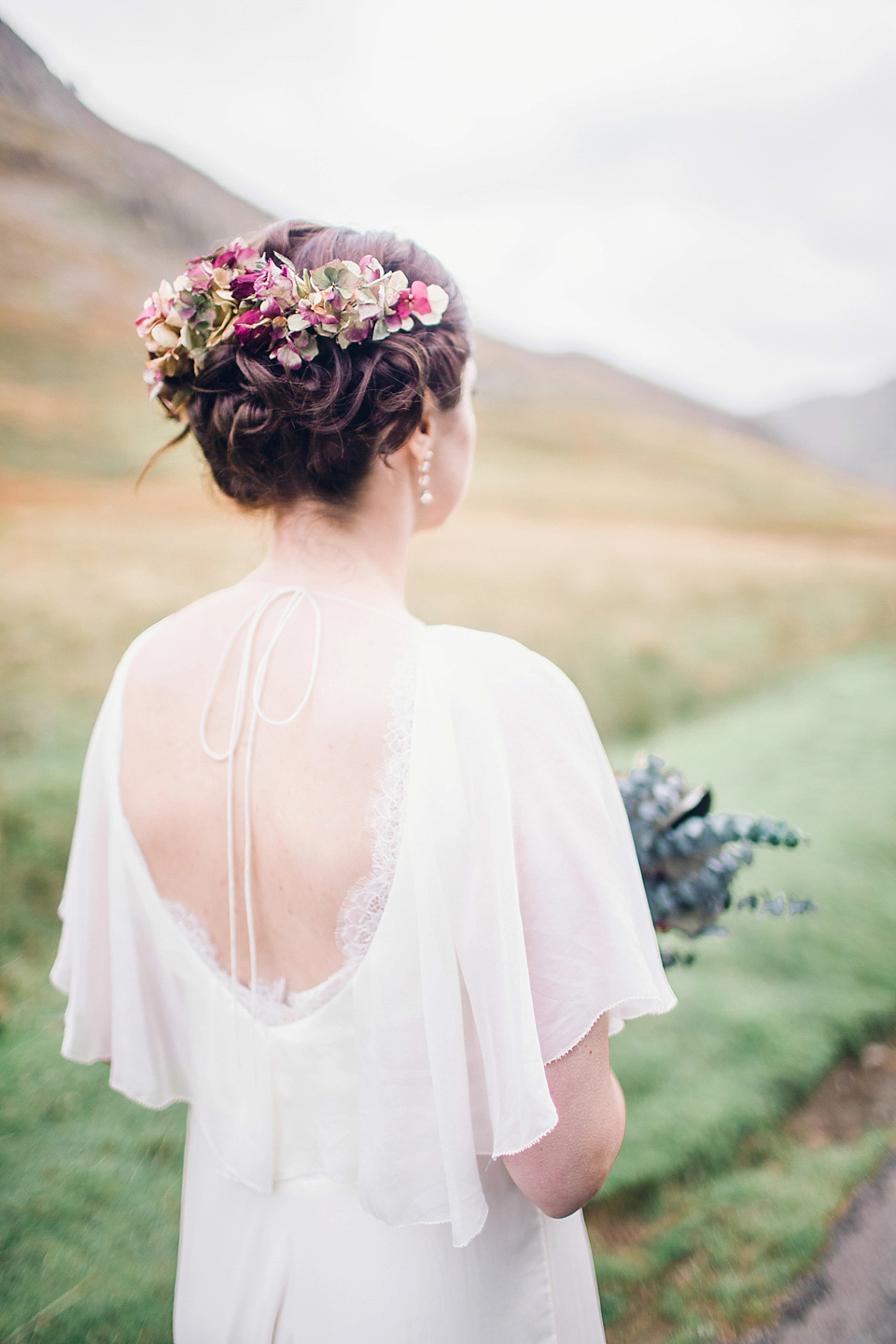 Rebeca wore a Jenny Packham gown for her homemade, Autumn wedding in the Lake District. Photography by Jessica Reeve.