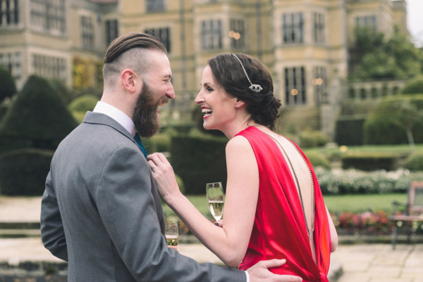 A Red Silk Amanda Wakeley Dress for an Oscars Glamorous Inspired Tinder Wedding