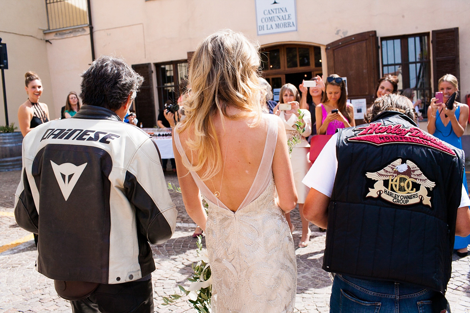 Katherine wore the Gianna Marie gown for her Vanity Fair inspired glamorous destination wedding in the Italian countryside. Photography by James Allan.