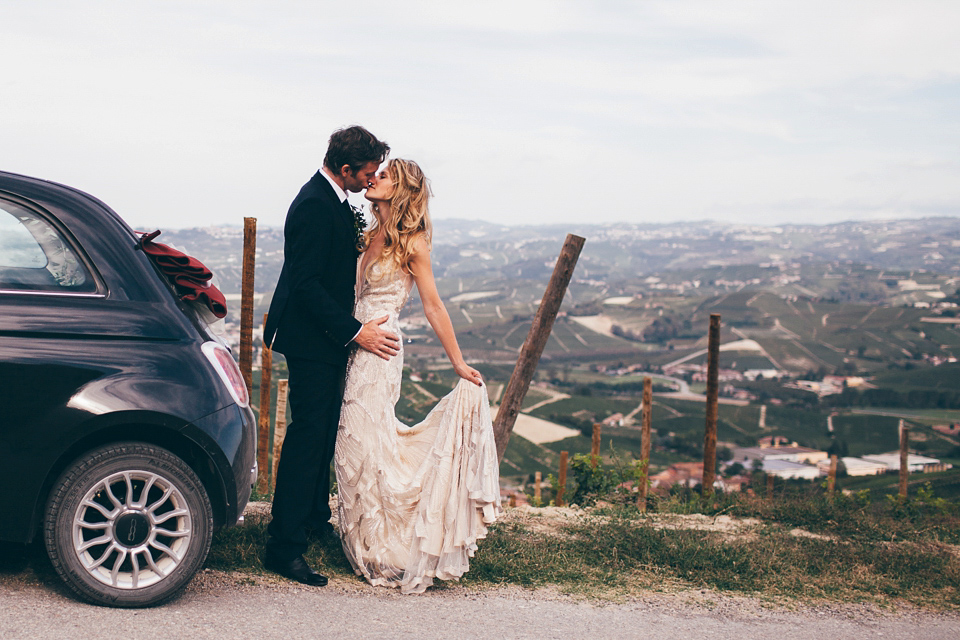 Katherine wore the Gianna Marie gown for her Vanity Fair inspired glamorous destination wedding in the Italian countryside. Photography by James Allan.