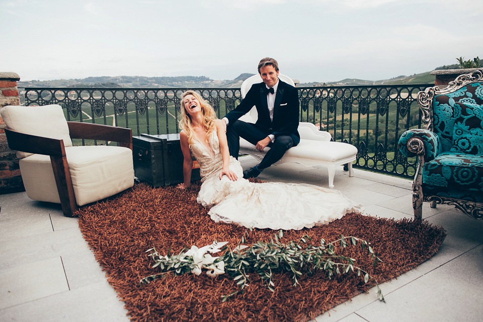 Katherine wore the Gianna Marie gown for her Vanity Fair inspired glamorous destination wedding in the Italian countryside. Photography by James Allan.