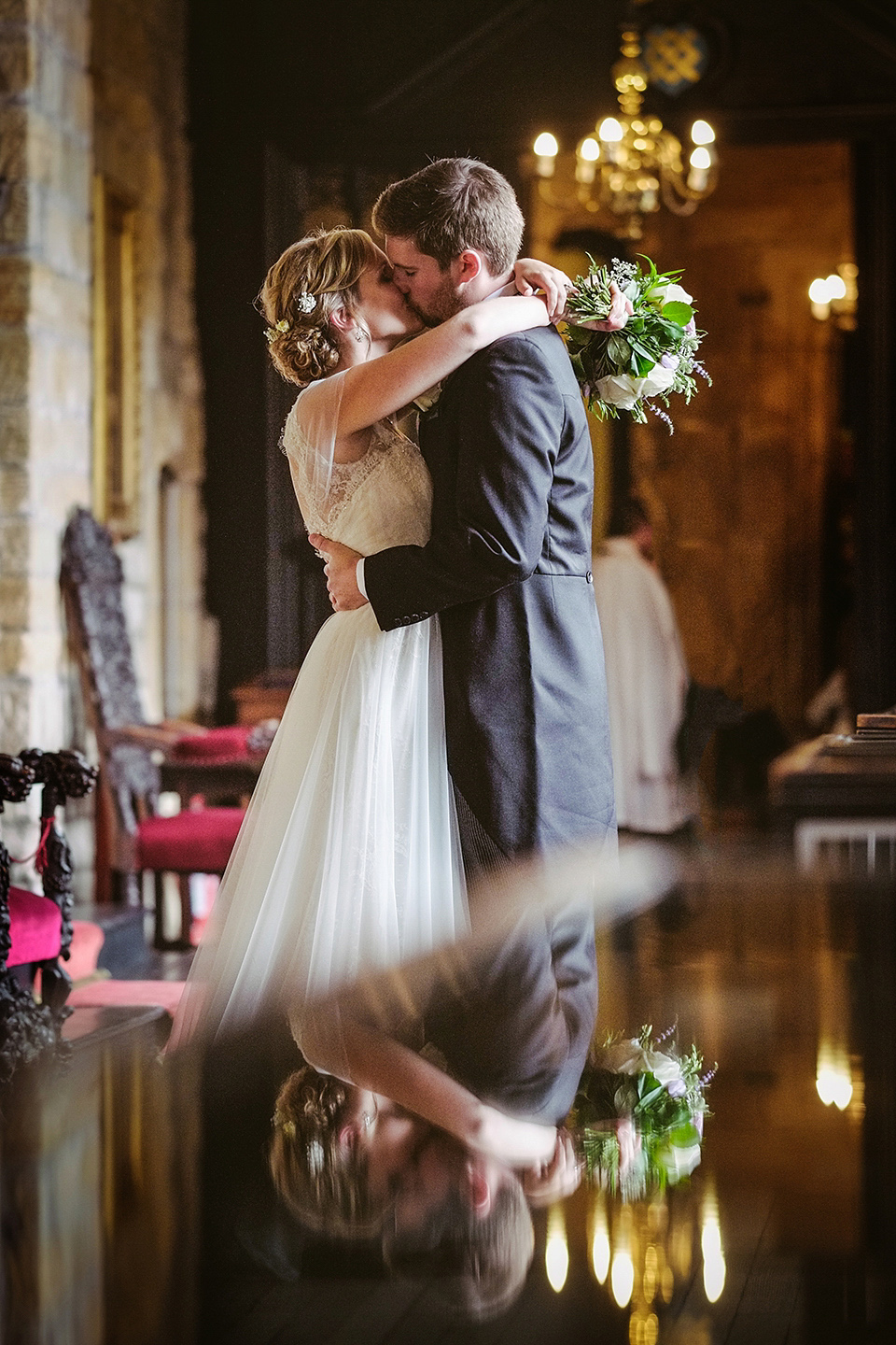 Rachel wears a Lusan Mandongus gown for her Durham Castle Wedding. 2Tone Creative Photography.