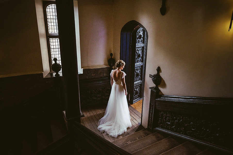 Rachel wears a Lusan Mandongus gown for her Durham Castle Wedding. 2Tone Creative Photography.