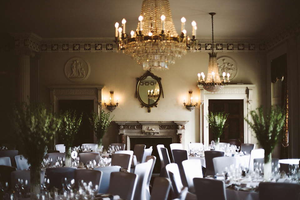 A cut-out dress made by the bride for her modern monochrome and Art Deco inspired wedding. Photography by Naomi Fowler.