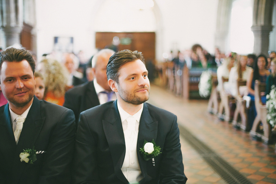 A cut-out dress made by the bride for her modern monochrome and Art Deco inspired wedding. Photography by Naomi Fowler.