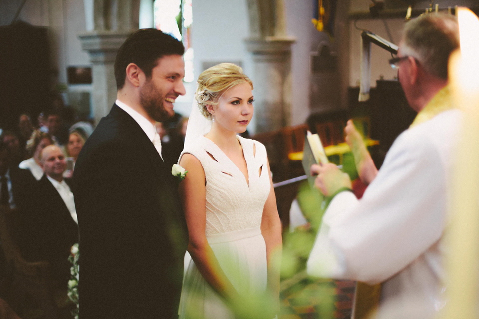 A cut-out dress made by the bride for her modern monochrome and Art Deco inspired wedding. Photography by Naomi Fowler.