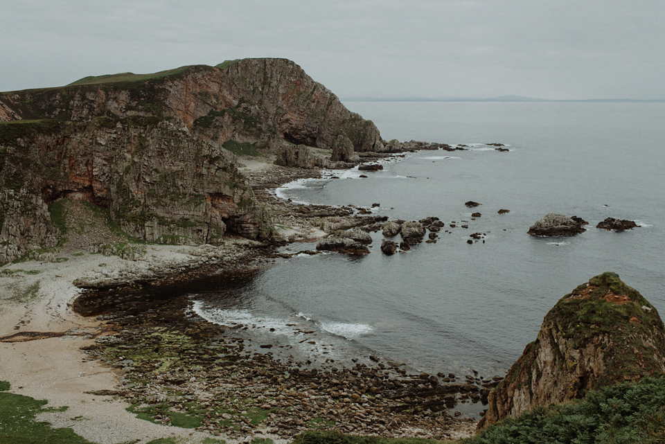 An heirloom wedding dress for an atmospheric and intimate elopement on the Isle of Islay. Photography by The Kitcheners.