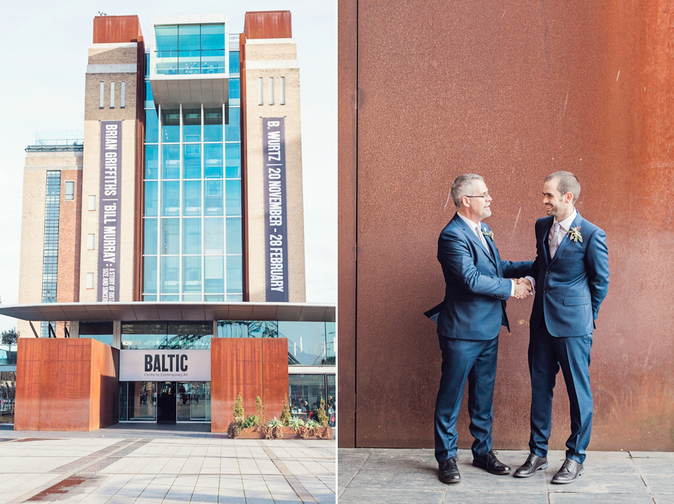 An Emelia Wickstead jumpsuit for a modern day wedding at the Baltic Centre for Contemporary Arts. Photography by Katy Melling.