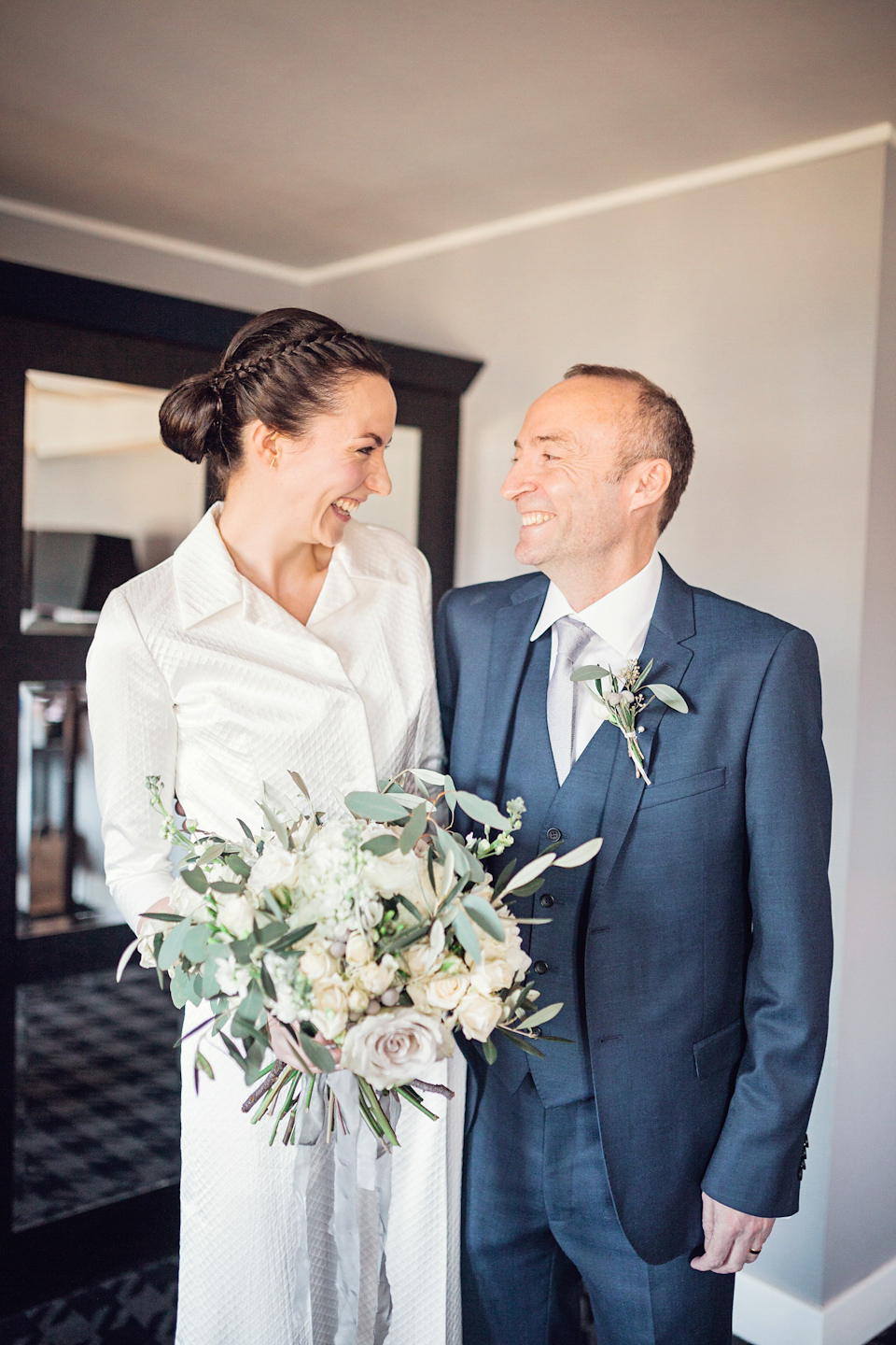 An Emelia Wickstead jumpsuit for a modern day wedding at the Baltic Centre for Contemporary Arts. Photography by Katy Melling.