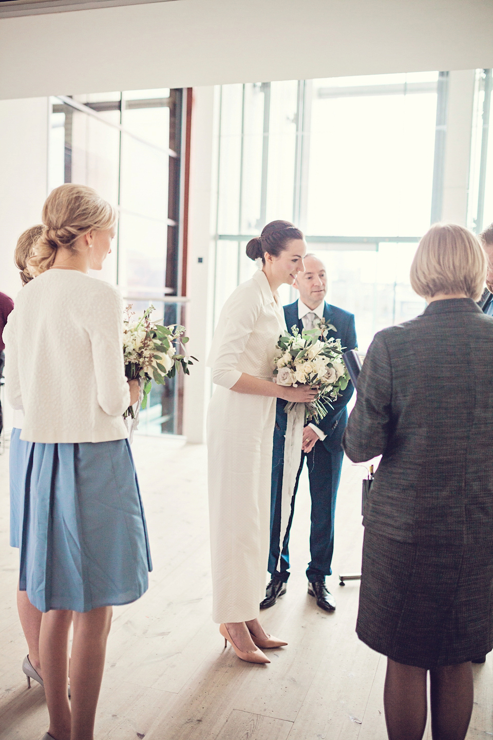 An Emelia Wickstead jumpsuit for a modern day wedding at the Baltic Centre for Contemporary Arts. Photography by Katy Melling.