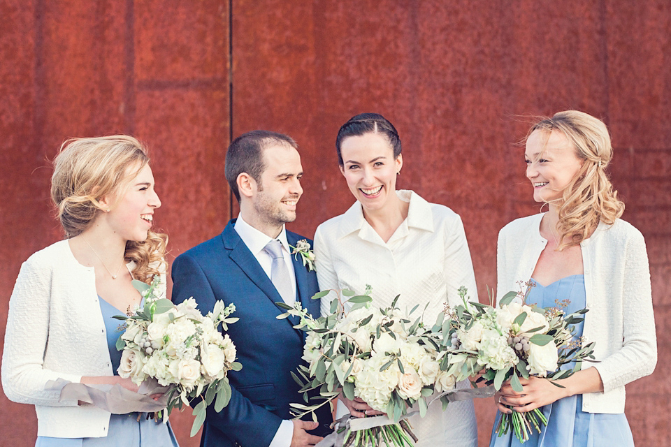 An Emelia Wickstead jumpsuit for a modern day wedding at the Baltic Centre for Contemporary Arts. Photography by Katy Melling.