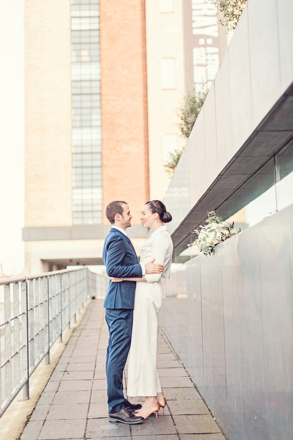 An Emelia Wickstead jumpsuit for a modern day wedding at the Baltic Centre for Contemporary Arts. Photography by Katy Melling.