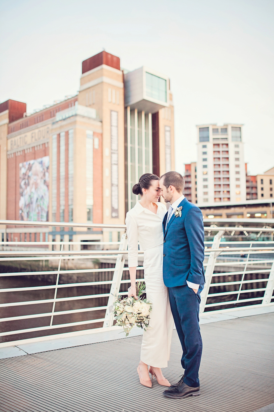 An Emelia Wickstead jumpsuit for a modern day wedding at the Baltic Centre for Contemporary Arts. Photography by Katy Melling.