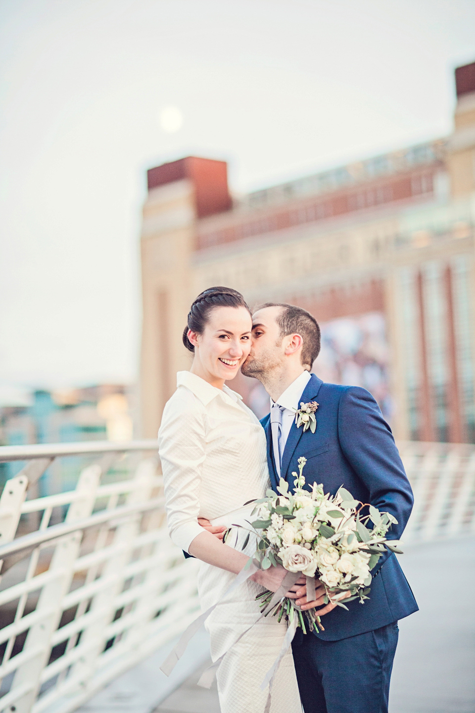 An Emelia Wickstead jumpsuit for a modern day wedding at the Baltic Centre for Contemporary Arts. Photography by Katy Melling.