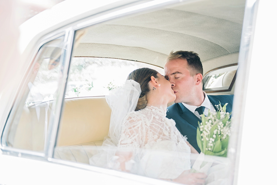 A Marchesa dress and Prada shoes for an elegant English country wedding at Farnham Castle. Photography by Dominique Bader.