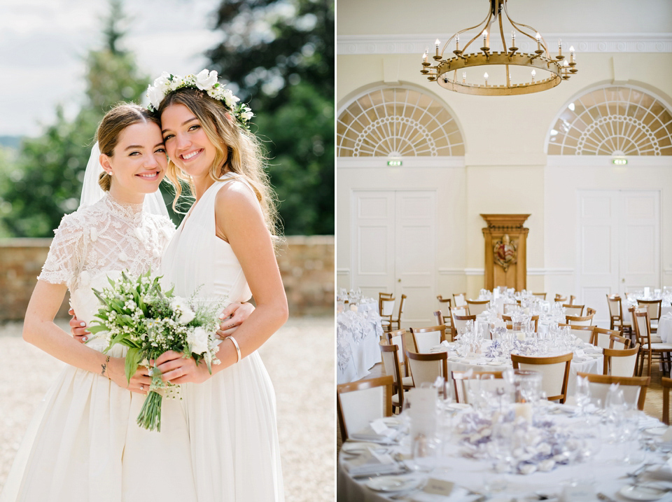 A Marchesa dress and Prada shoes for an elegant English country wedding at Farnham Castle. Photography by Dominique Bader.