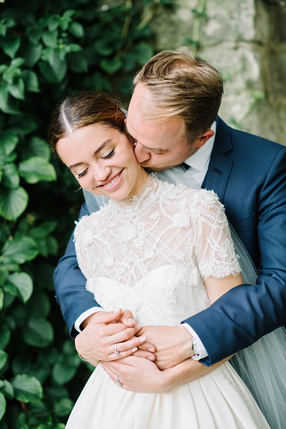 A Marchesa dress and Prada shoes for an elegant English country wedding at Farnham Castle. Photography by Dominique Bader.