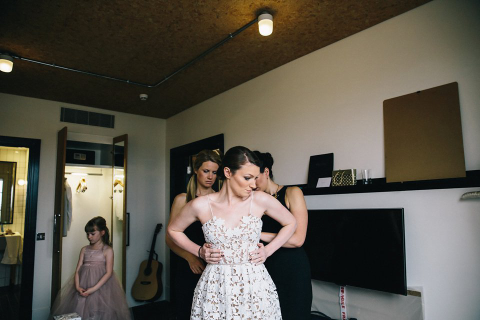 Emma wore a Self Portrait dress for her quirky, colourful and alternative, first look wedding. Photography by Eclection Photography.