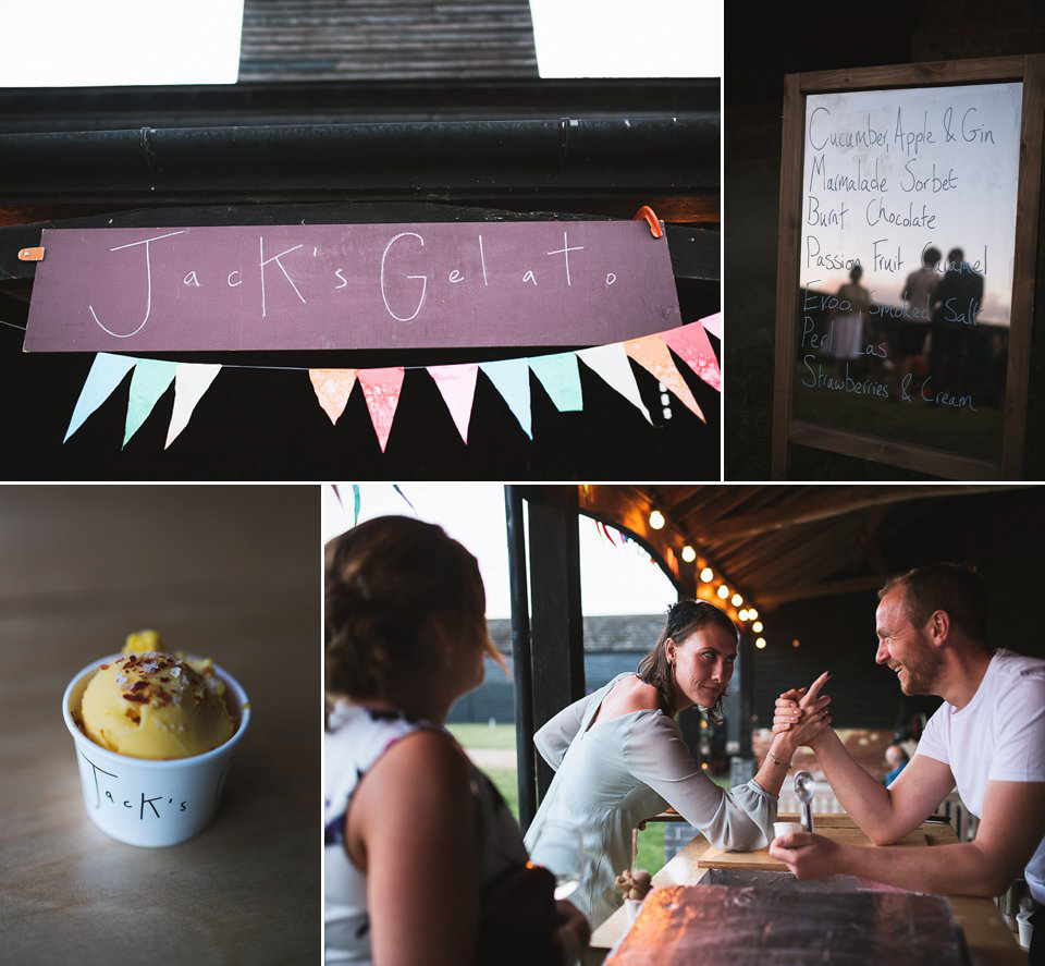A tea length gown for a colourful, street food, summer party wedding. Photography by Kristian Leven.