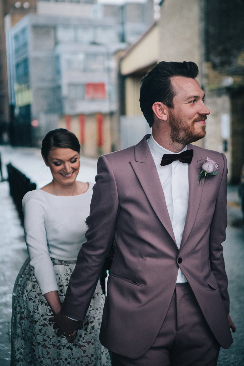 Emma wore a Self Portrait dress for her quirky, colourful and alternative, first look wedding. Photography by Eclection Photography.