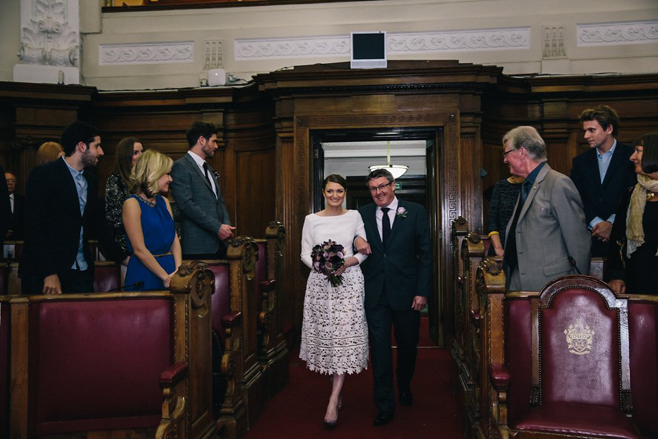 Emma wore a Self Portrait dress for her quirky, colourful and alternative, first look wedding. Photography by Eclection Photography.