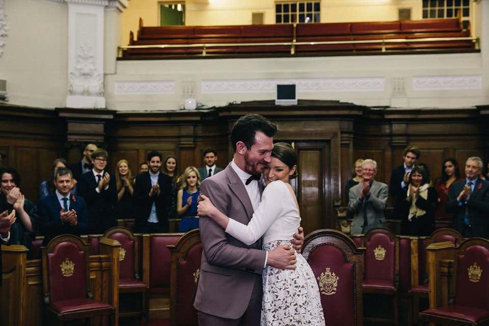 Emma wore a Self Portrait dress for her quirky, colourful and alternative, first look wedding. Photography by Eclection Photography.