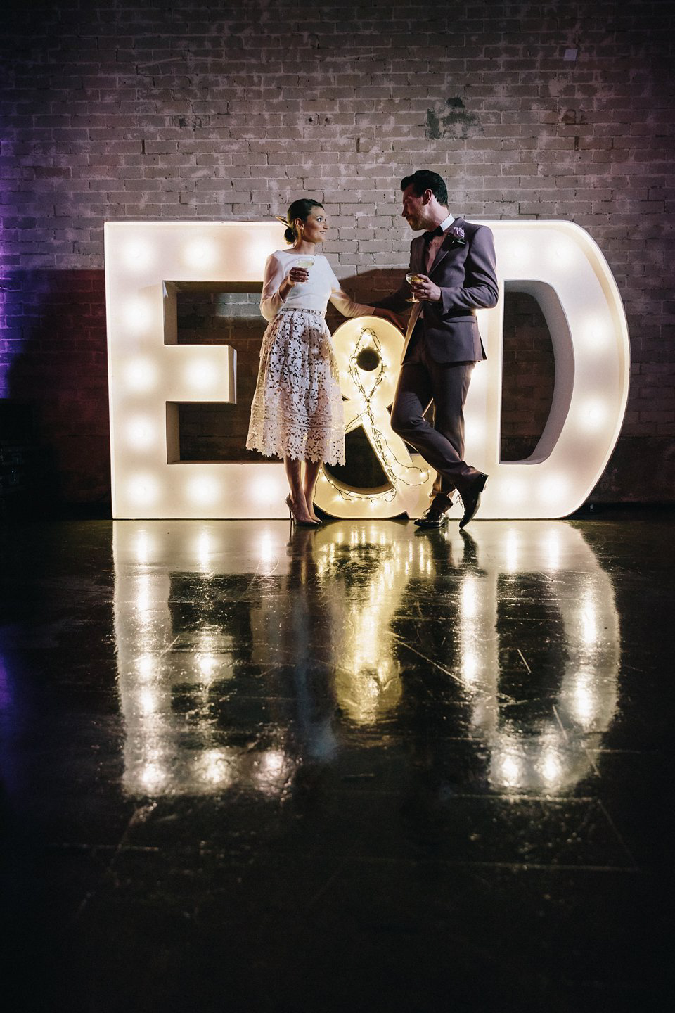 Emma wore a Self Portrait dress for her quirky, colourful and alternative, first look wedding. Photography by Eclection Photography.